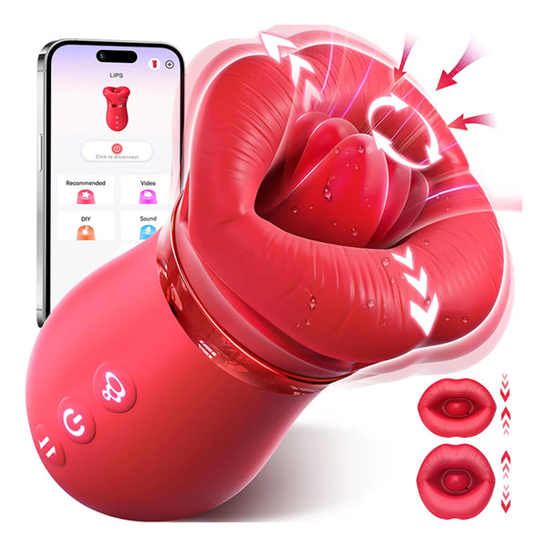 5IN1 Rose Sex Toy Sucking Vibrator App Big Mouth Tongue Licking Vibrator for Women